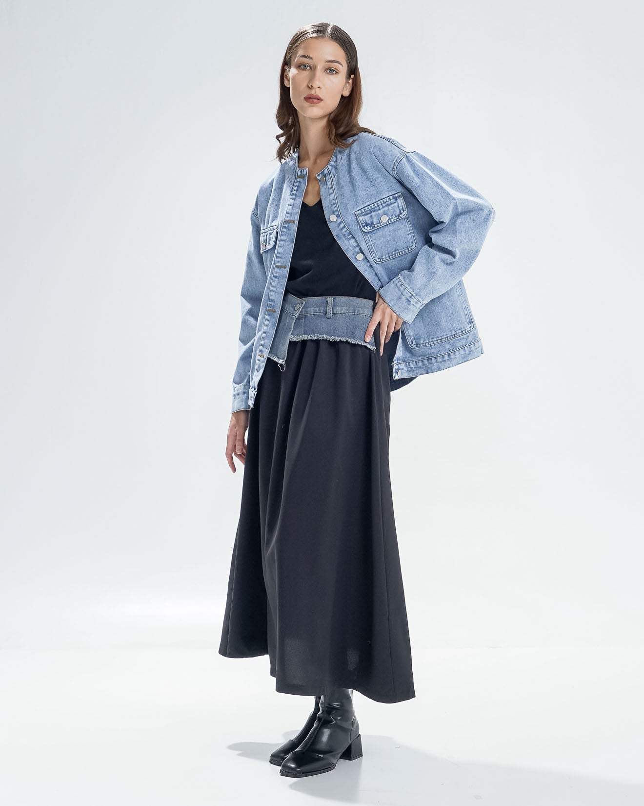 Janice Denim Oversized Jacket – Outer Denim Wanita Lengan Panjang - 189803