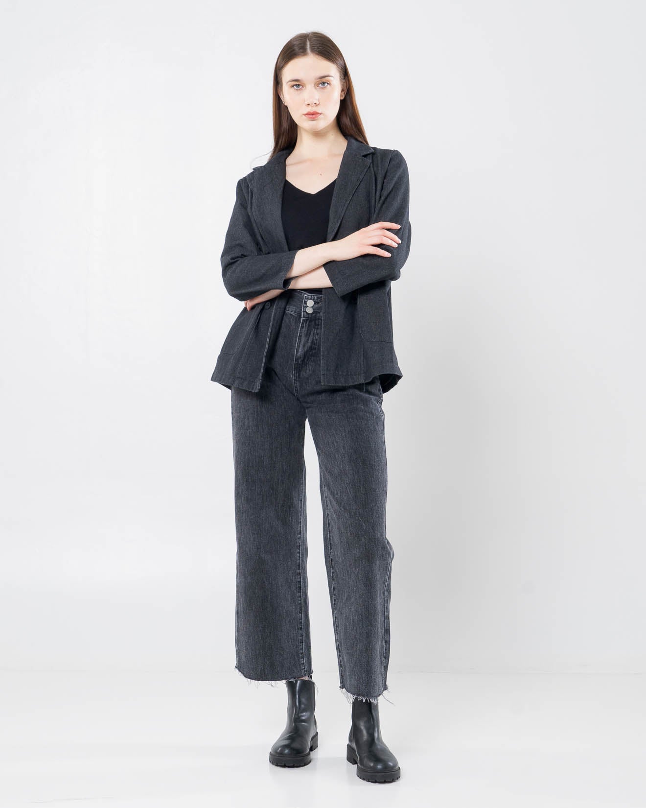 Flanders Denim Black Blazer – Outer Jeans Lengan Panjang Wanita - 189915