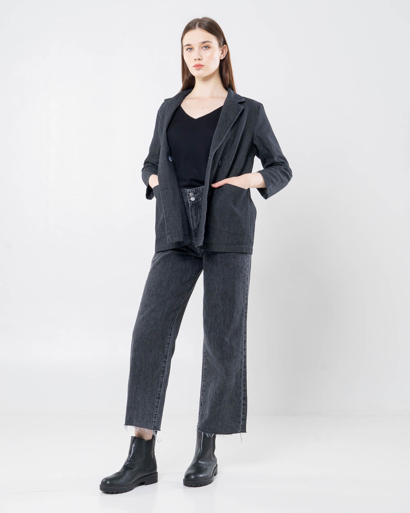 Flanders Denim Black Blazer – Outer Jeans Lengan Panjang Wanita - 189915