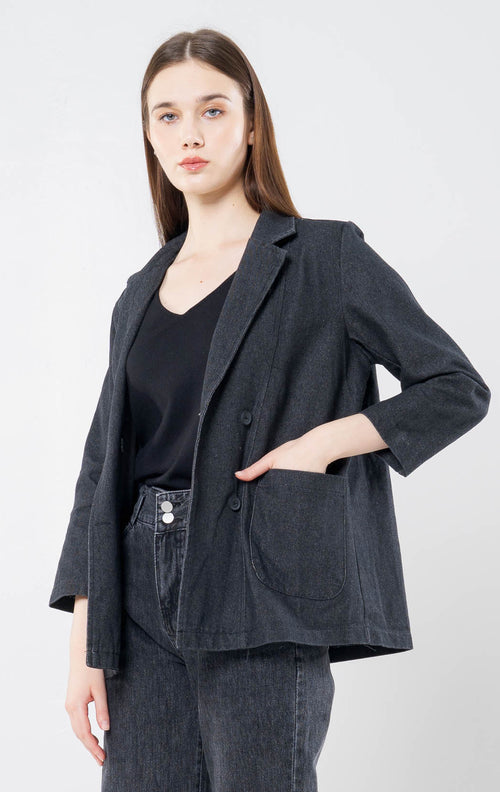 Flanders Denim Black Blazer – Outer Jeans Lengan Panjang Wanita - 189915