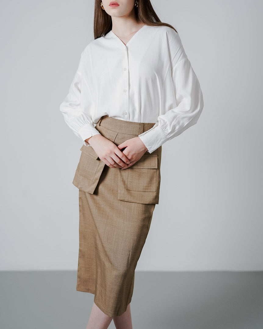 Blaise Oversized White Blouse – Atasan Wanita Lengan Panjang - 189947