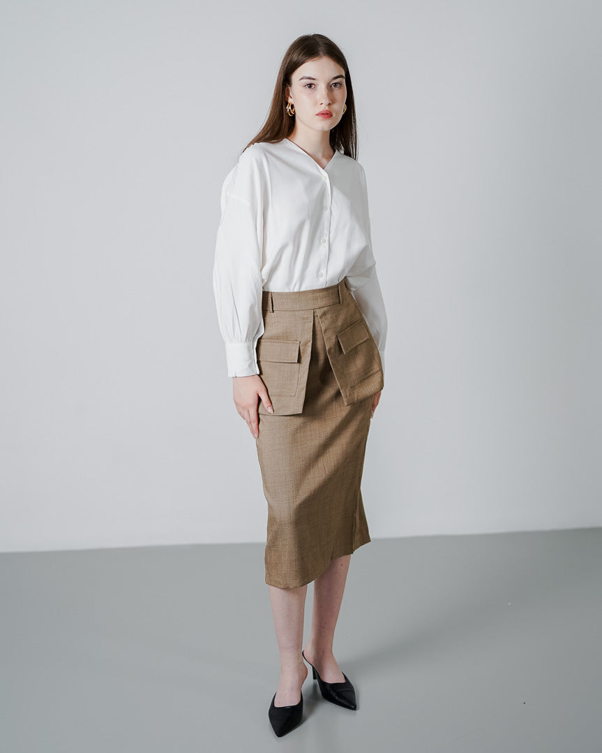 Blaise Oversized White Blouse – Atasan Wanita Lengan Panjang - 189947