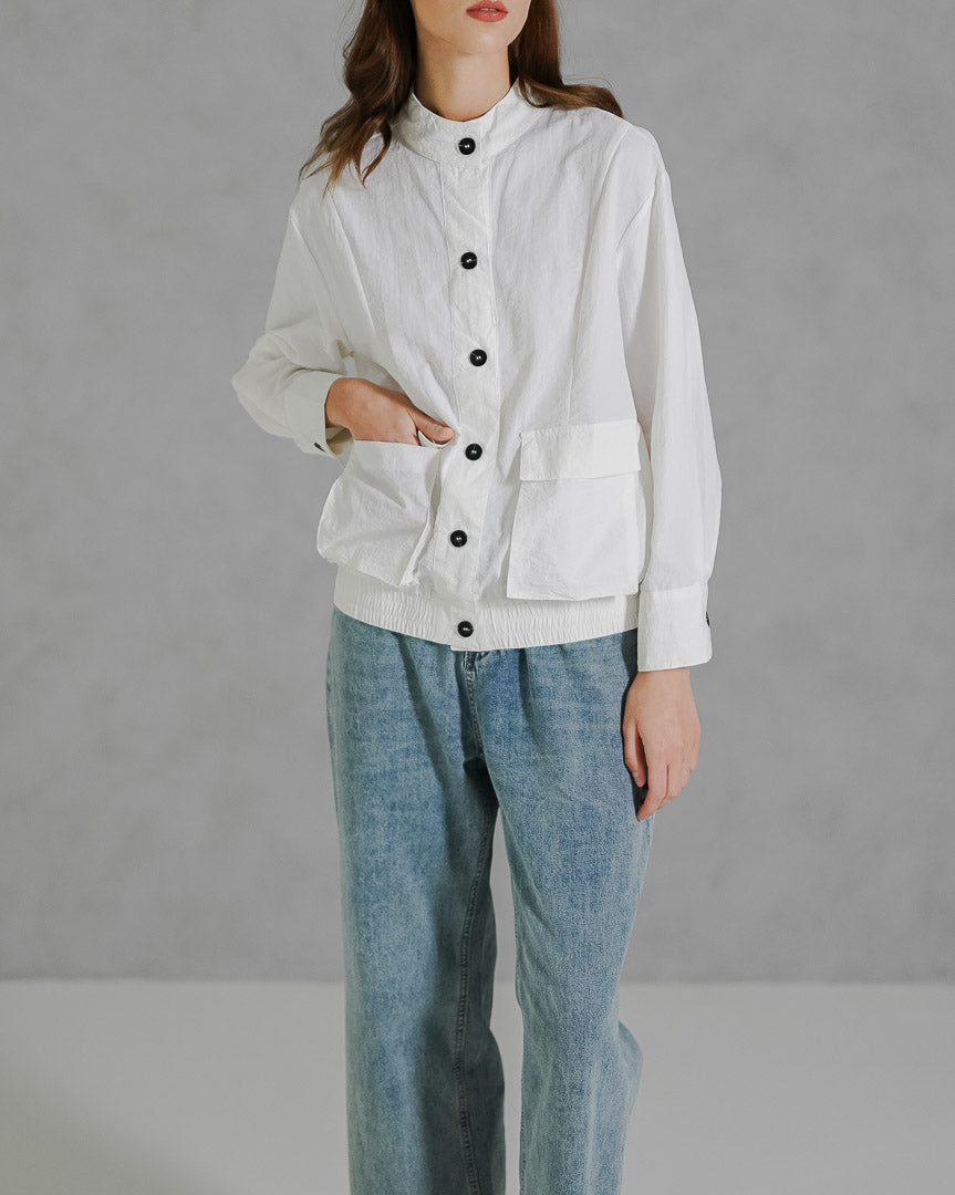 Lany Textured Oversized White Outer – Jacket Casual Wanita - 189955