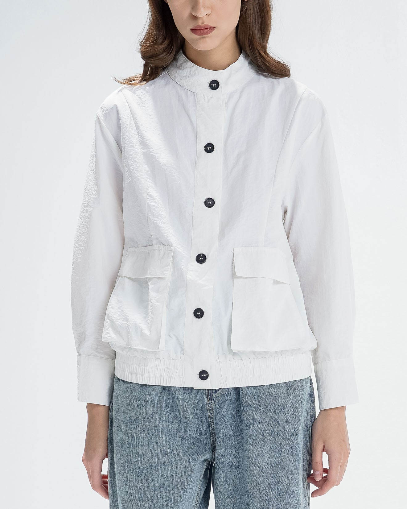 Lany Textured Oversized White Outer – Jacket Casual Wanita - 189955