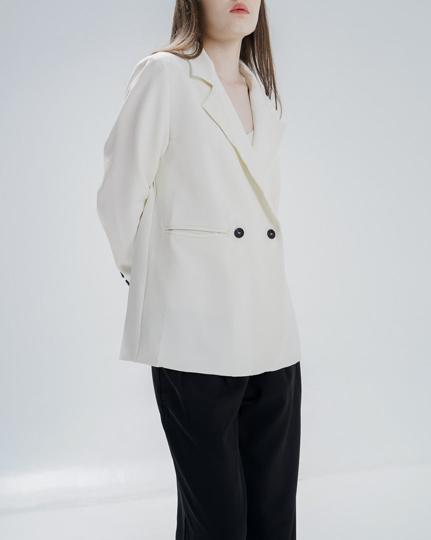 Hermione Oversized Blazer Ivory –  Outer Formal Wanita Lengan Panjang - 189971