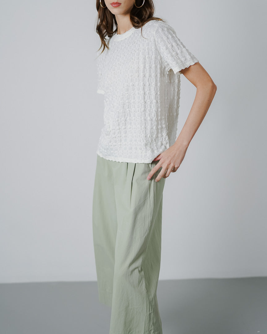 Corry Textured White Top – Atasan Wanita Lengan Pendek - 190208