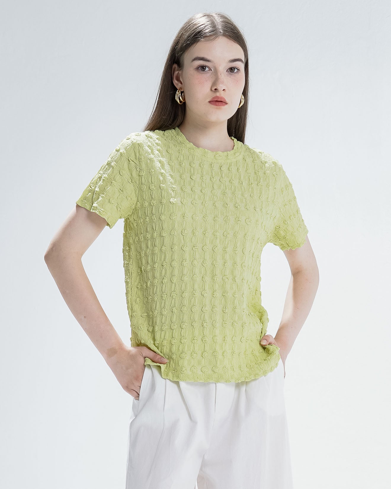 Corry Textured Lime Top – Atasan Rajut Wanita - 190209
