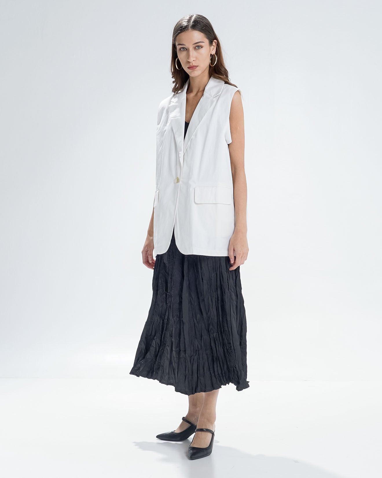 Clif Oversized White Vest – Outer Wanita Formal - 190213