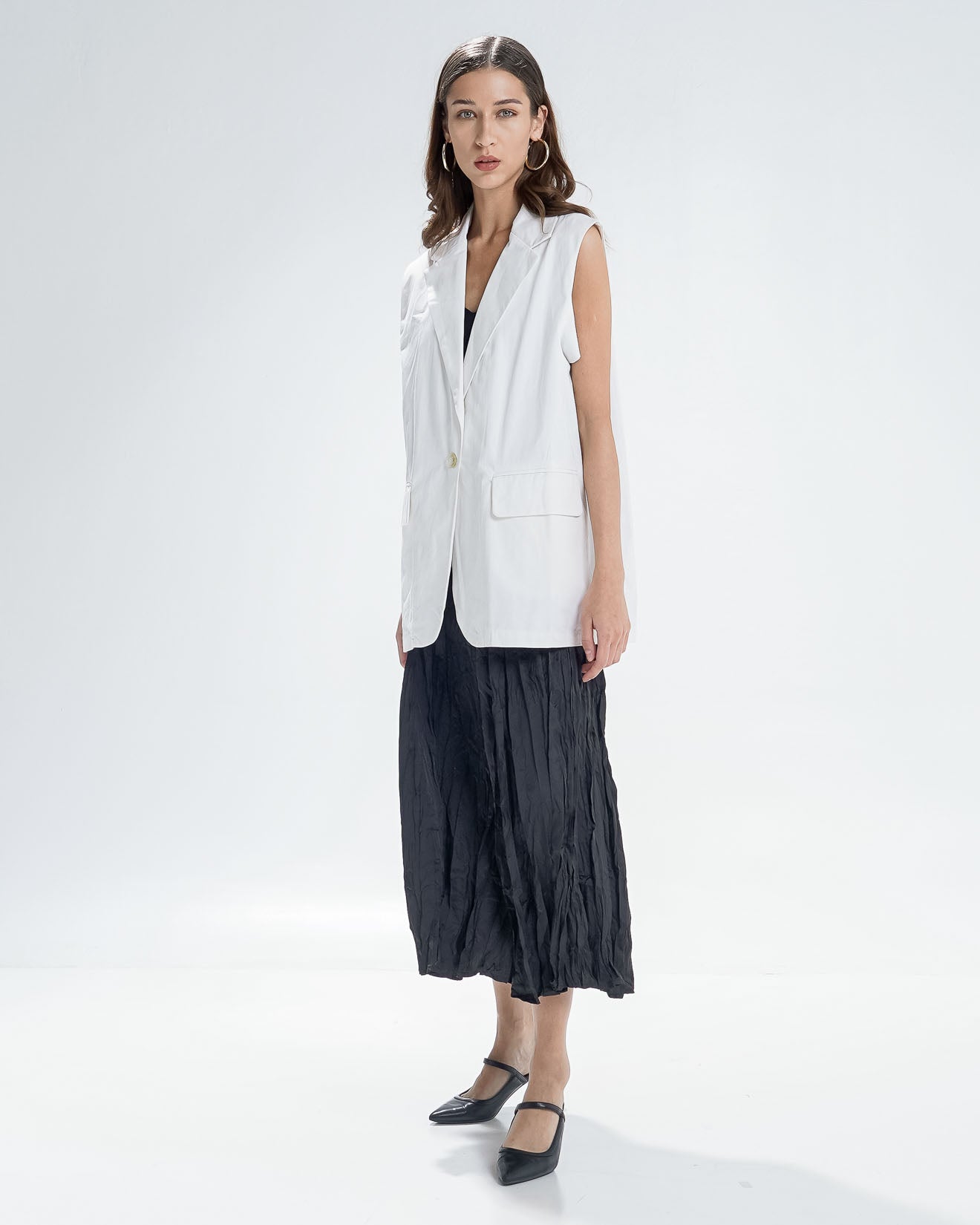 Clif Oversized White Vest – Outer Wanita Formal - 190213