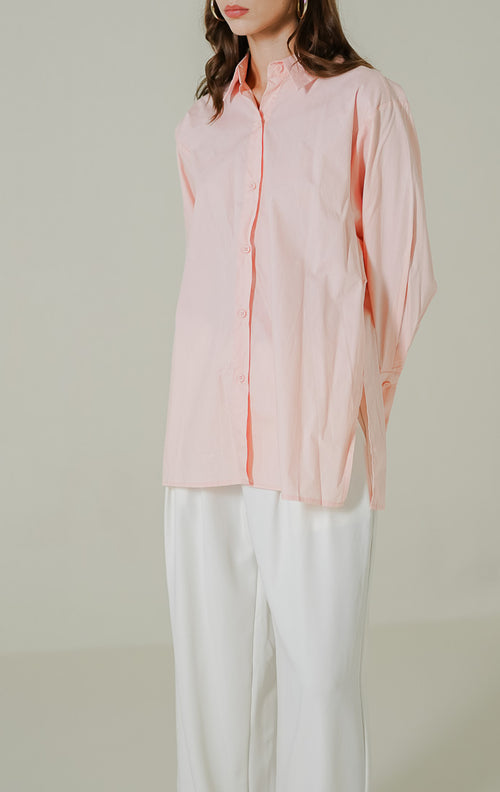 Arina Oversized Pink Shirt - Kemeja Wanita Kasual - 190214