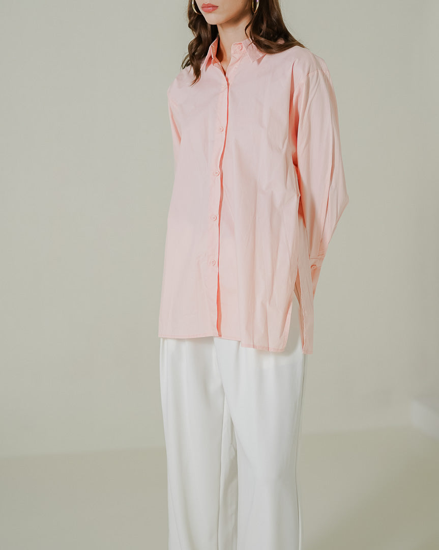 Arina Oversized Pink Shirt - Kemeja Wanita Kasual - 190214