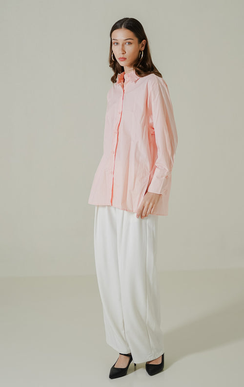 Arina Oversized Pink Shirt - Kemeja Wanita Kasual - 190214