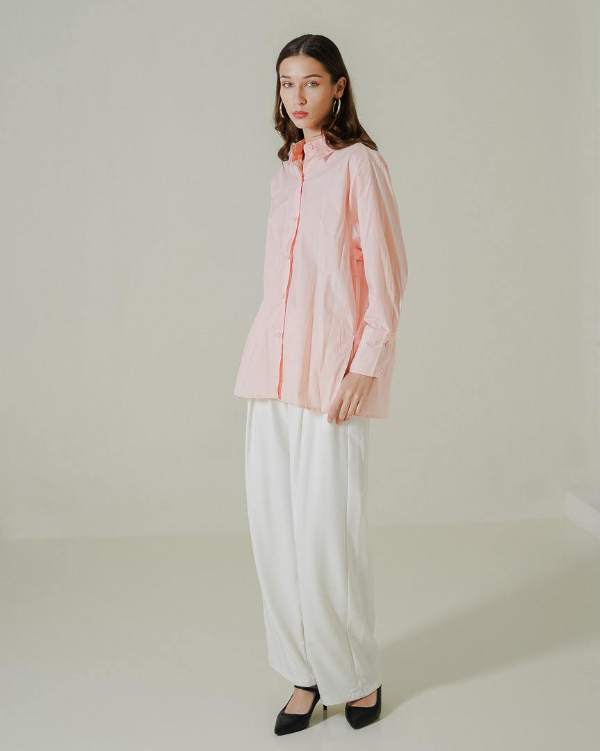 Arina Oversized Pink Shirt - Kemeja Wanita Kasual - 190214