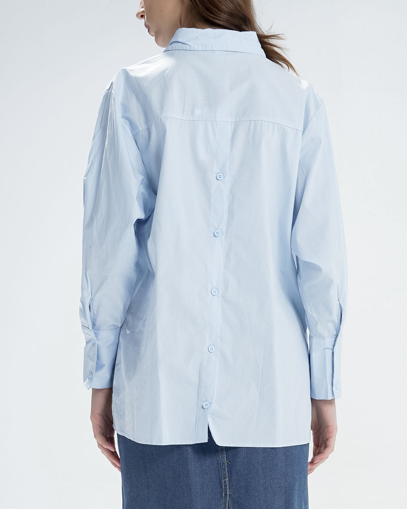 Arina Oversized Blue Shirt - Kemeja Wanita Kasual - 190215