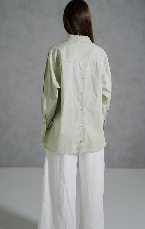 Arina Oversized Sage Shirt - Kemeja Wanita Kasual - 190216