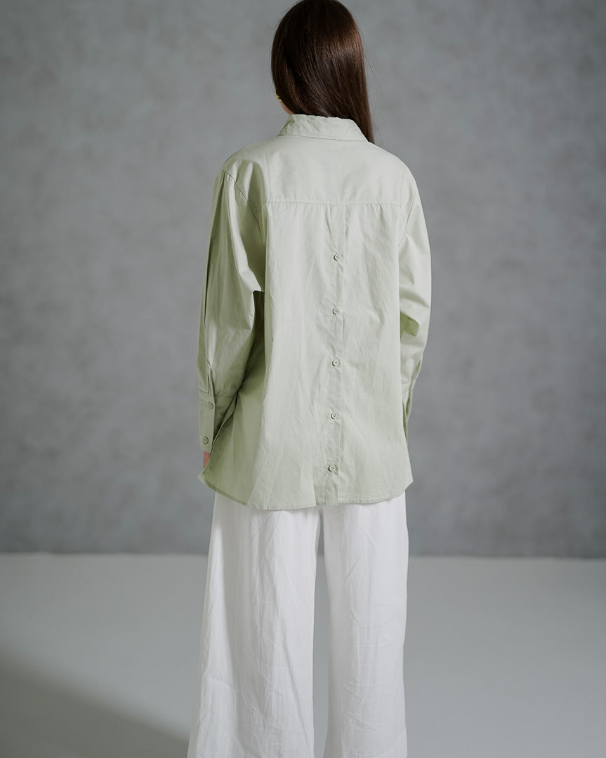 Arina Oversized Sage Shirt - Kemeja Wanita Kasual - 190216