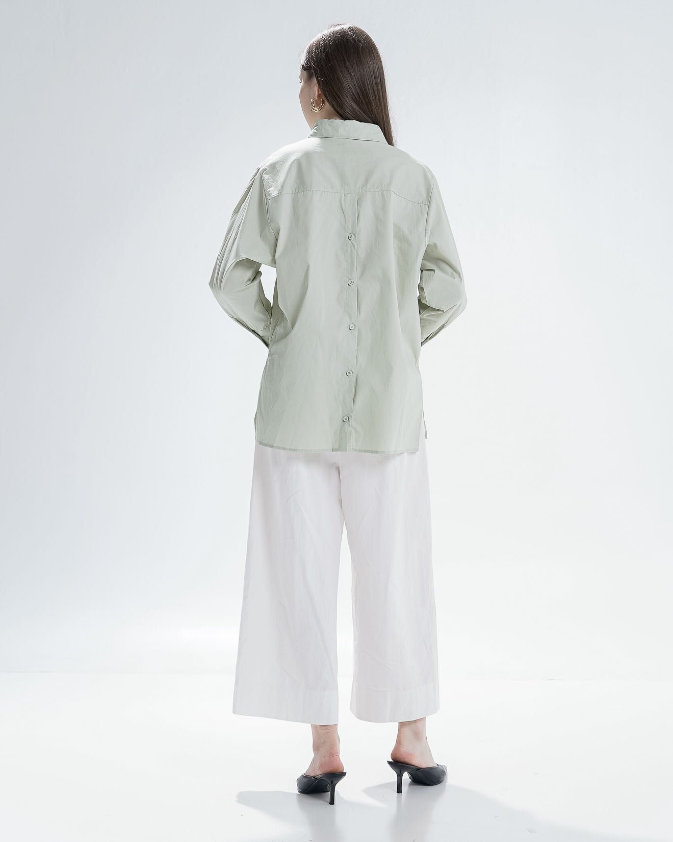 Arina Oversized Sage Shirt - Kemeja Wanita Kasual - 190216