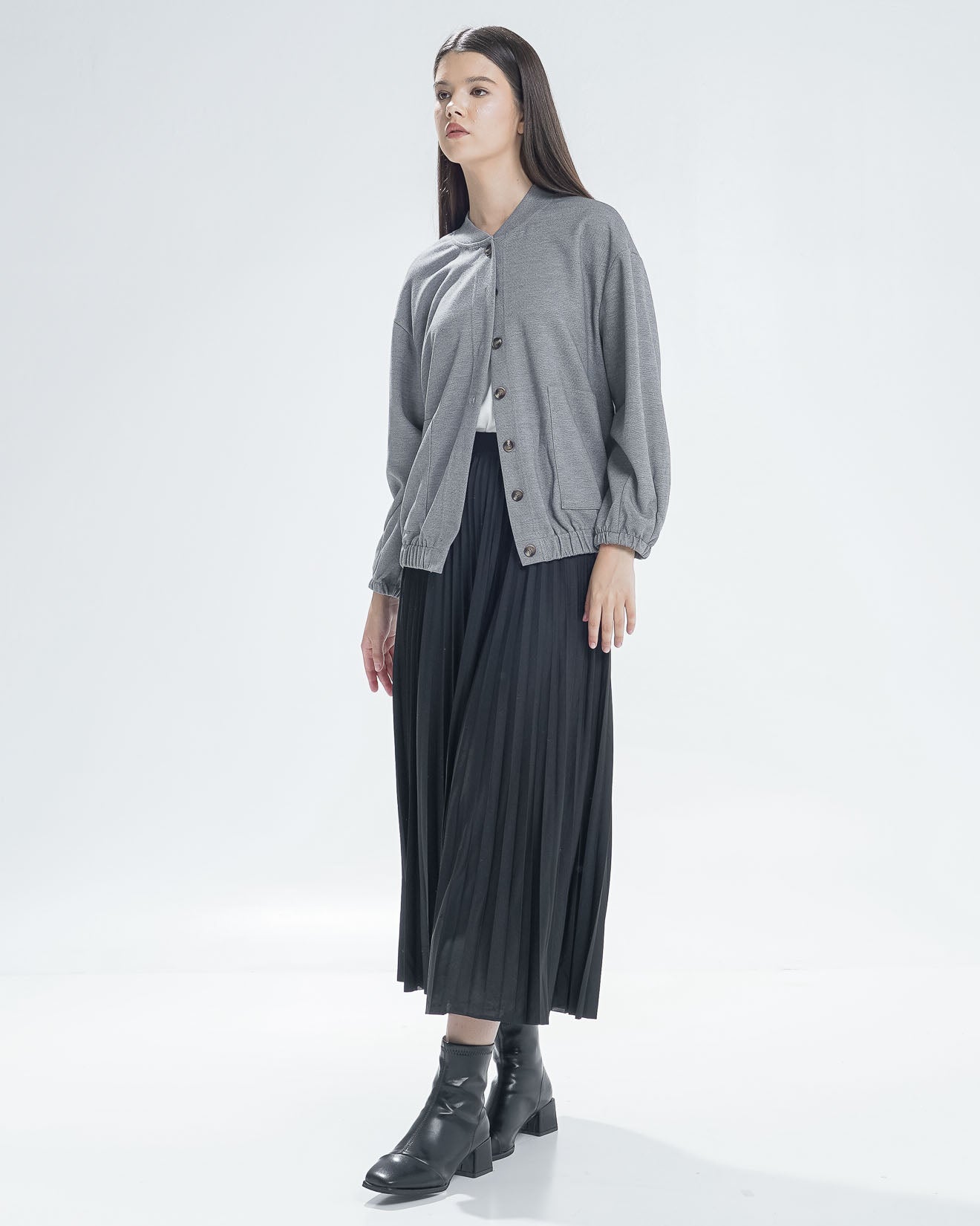 Azra Oversized Grey Outer - Baju Atasan Cardigan Wanita Kekinian - 190223 (RESTOCK)