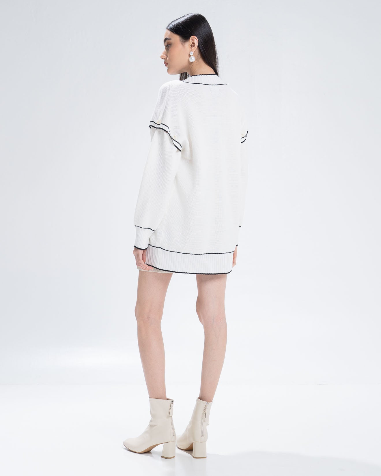 The Stage 03 White Cardigan - Outer Rajut Wanita Kekinian Detachable Lengan Panjang - 190814