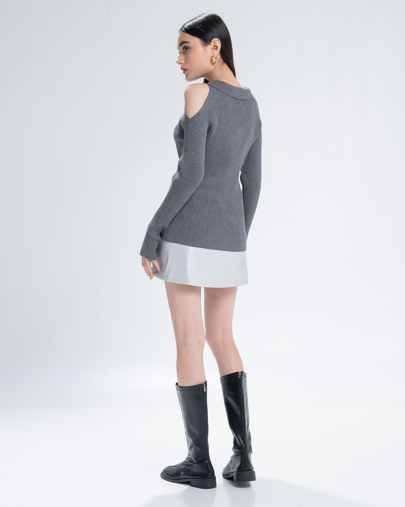 The Stage 06 Sweater Knit Top Grey - Atasan Rajut Wanita - 190821