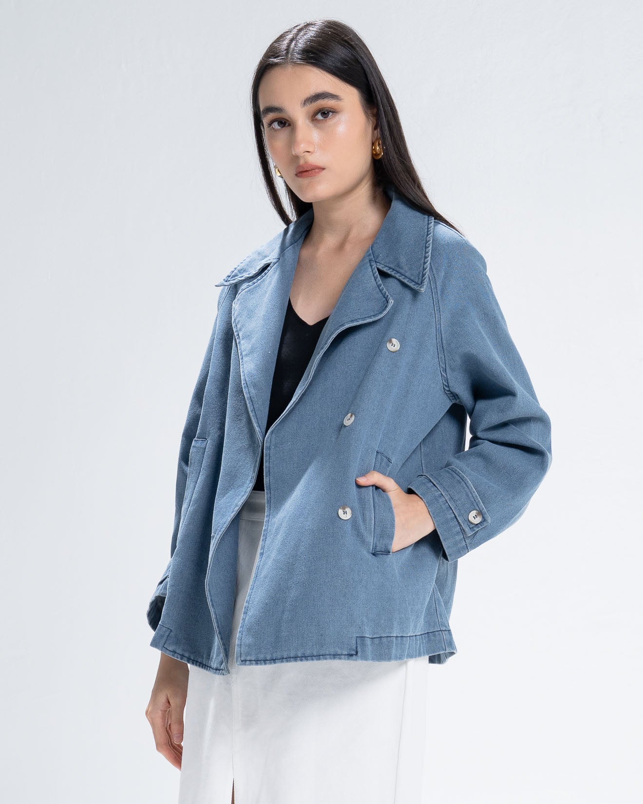 The Stage 12 Denim Blazer - Atasan Denim Wanita Kekinian Lengan Panjang - 190900