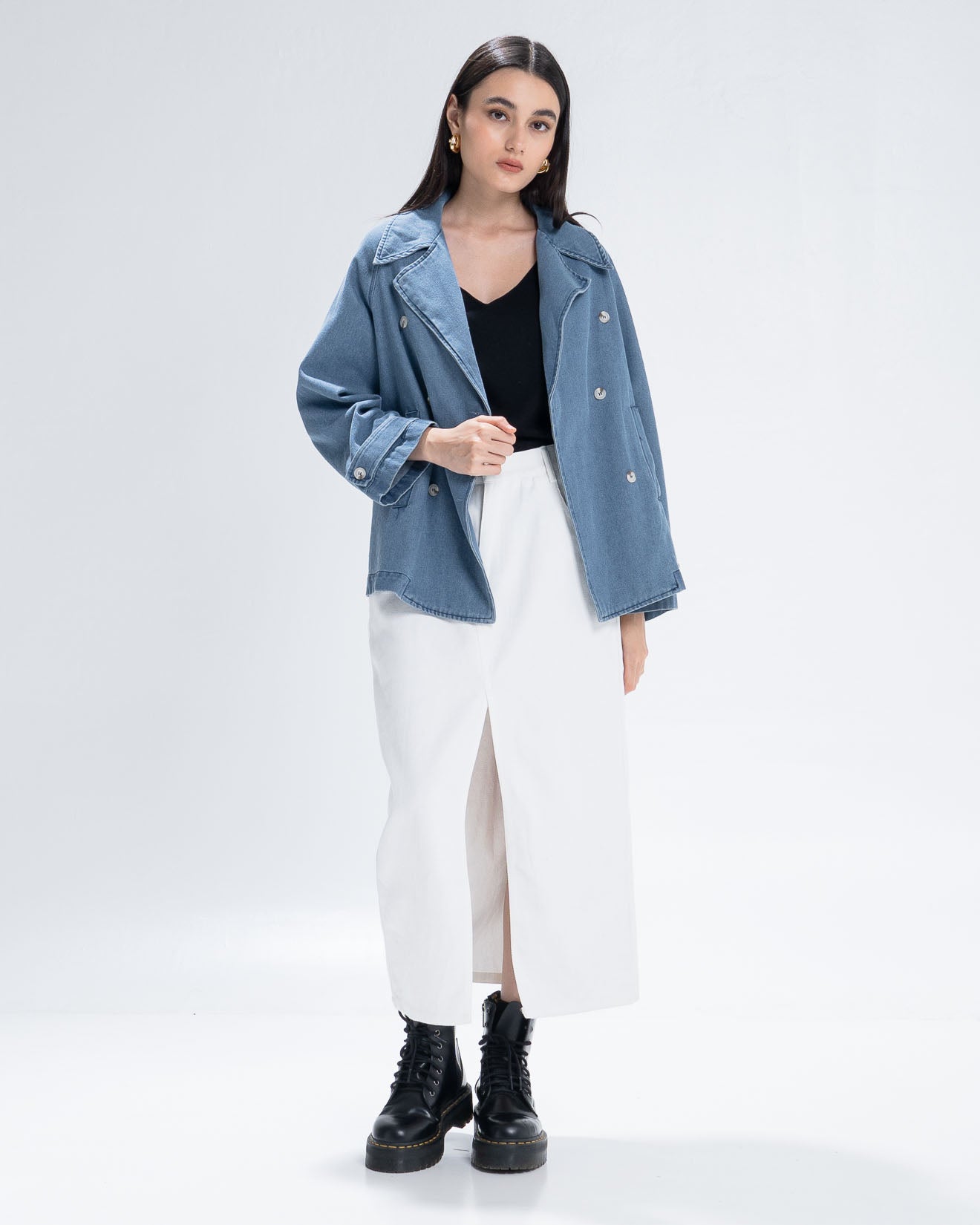 The Stage 12 Denim Blazer - Atasan Denim Wanita Kekinian Lengan Panjang - 190900