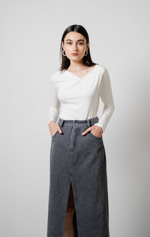 The Stage 13 Long Sleeve Top White - Atasan Wanita Kekinian