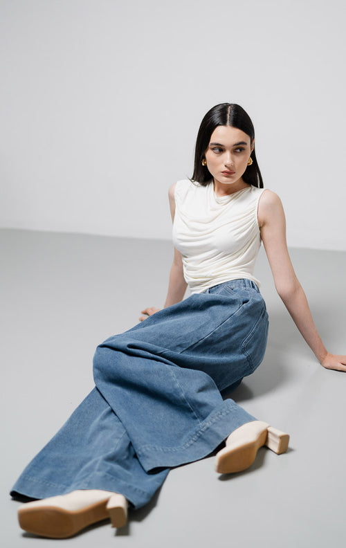 The Stage 24 Sleeveless Top White - Atasan Wanita Kekinian - 190929