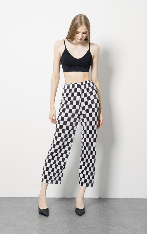 Demi Black White Checkered Pants – 286209