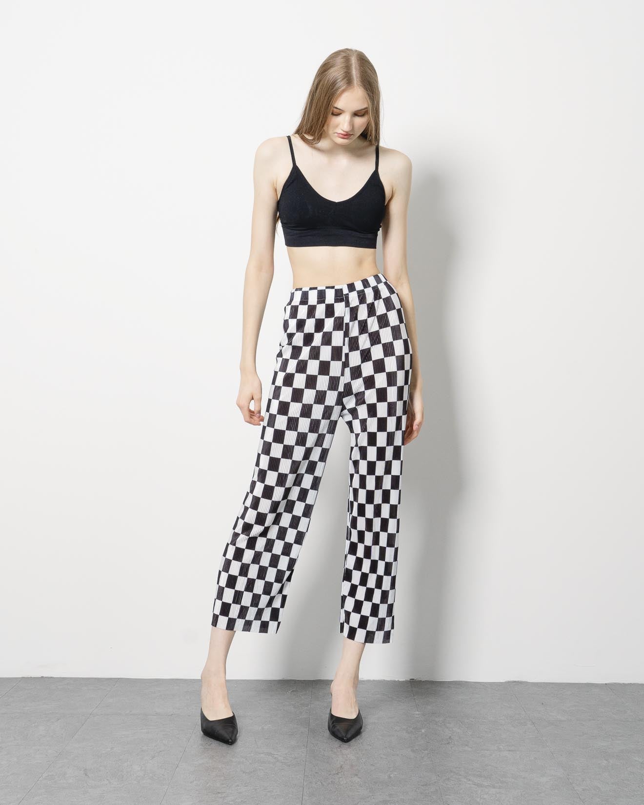 Demi Black White Checkered Pants – 286209