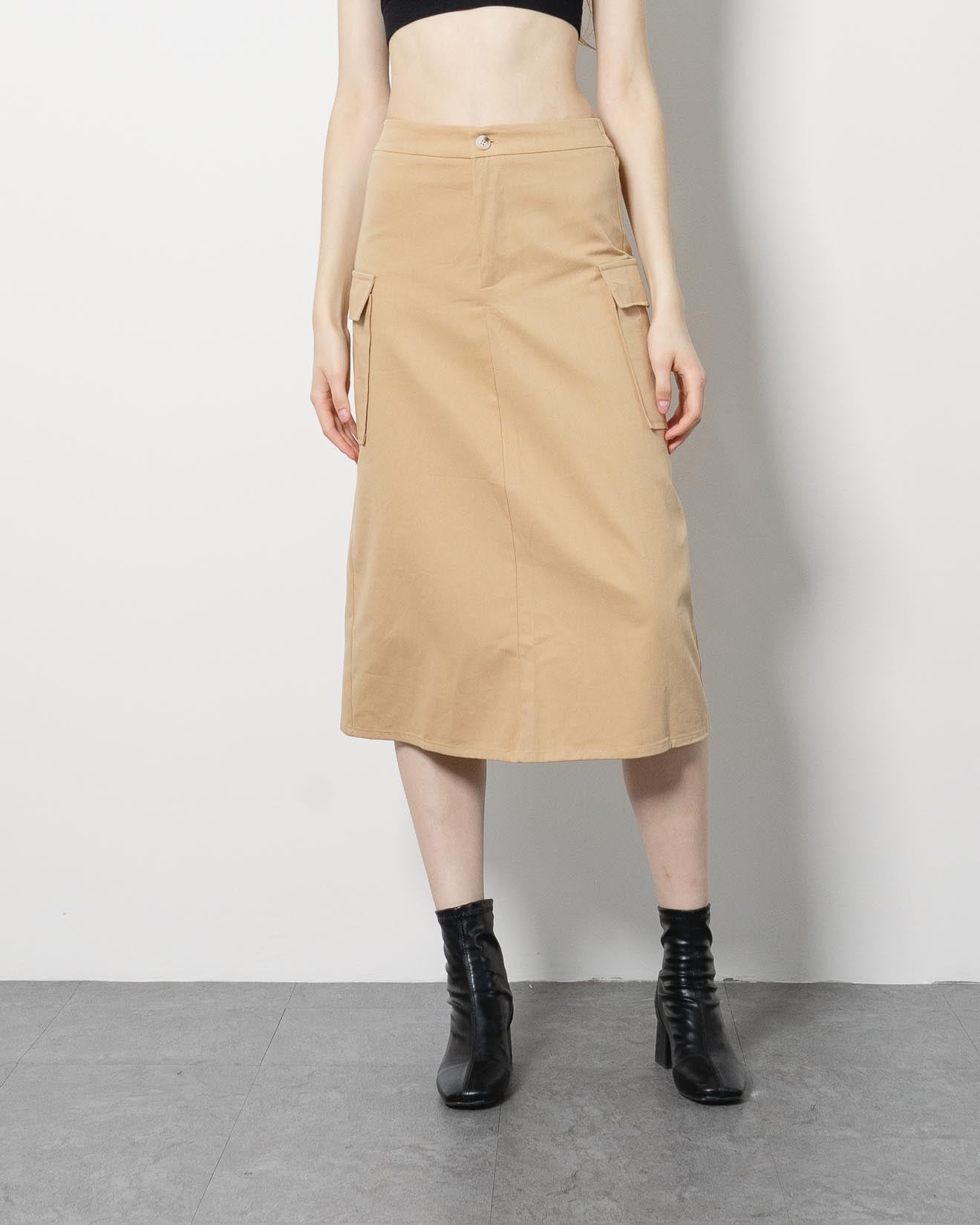 Eva Brown A-line Cargo Skirt – 286974