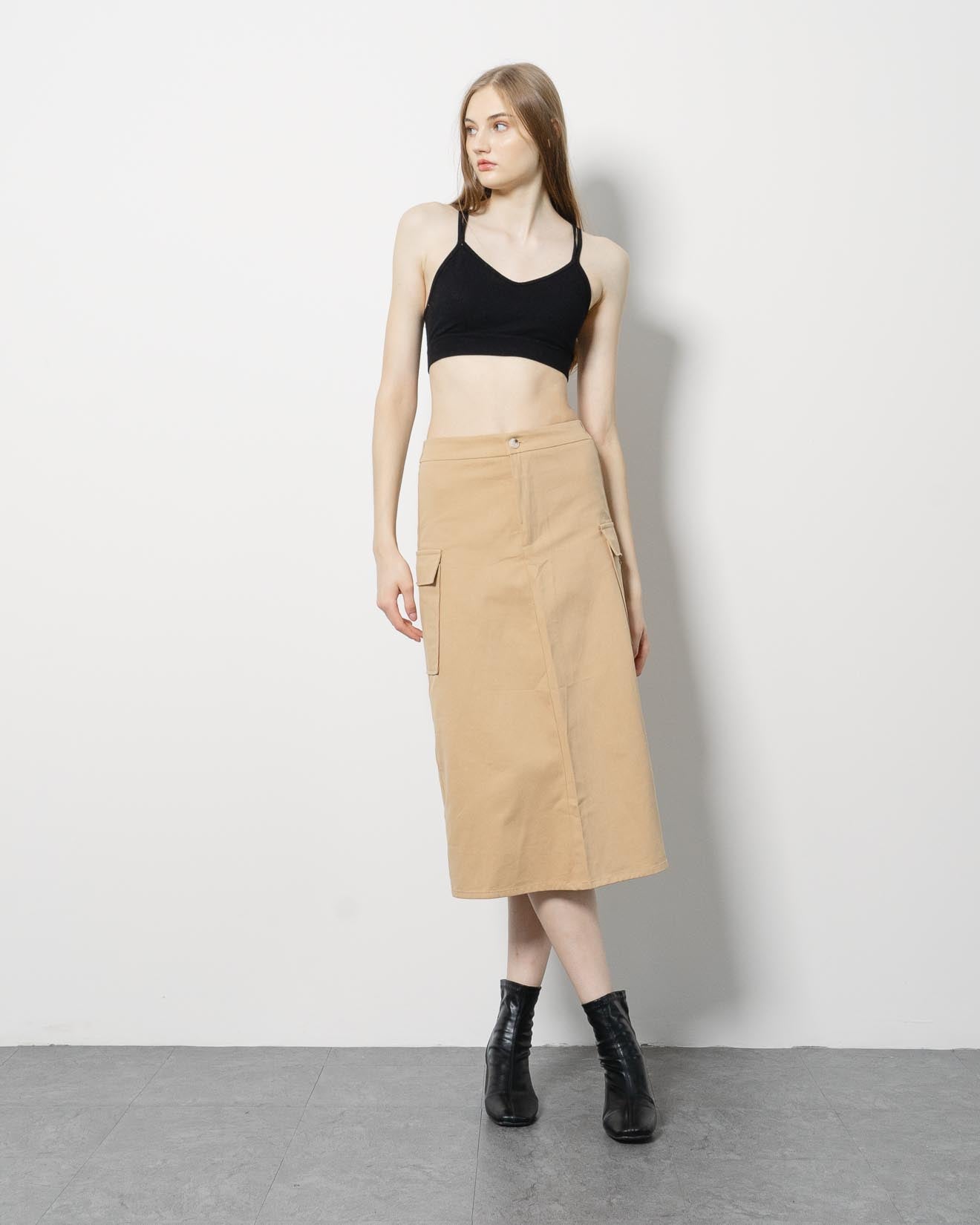 Eva Brown A-line Cargo Skirt – 286974