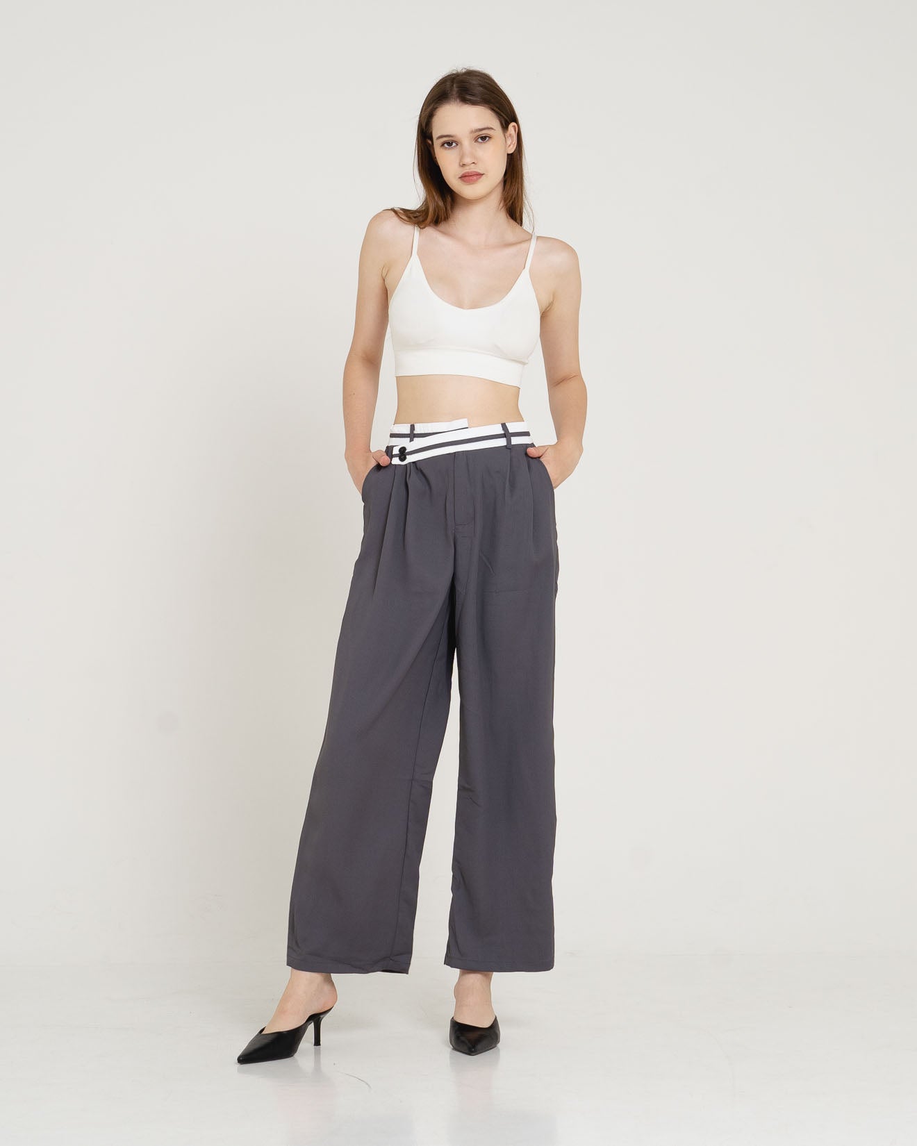 Judith Wide Leg Grey Pants – 286977