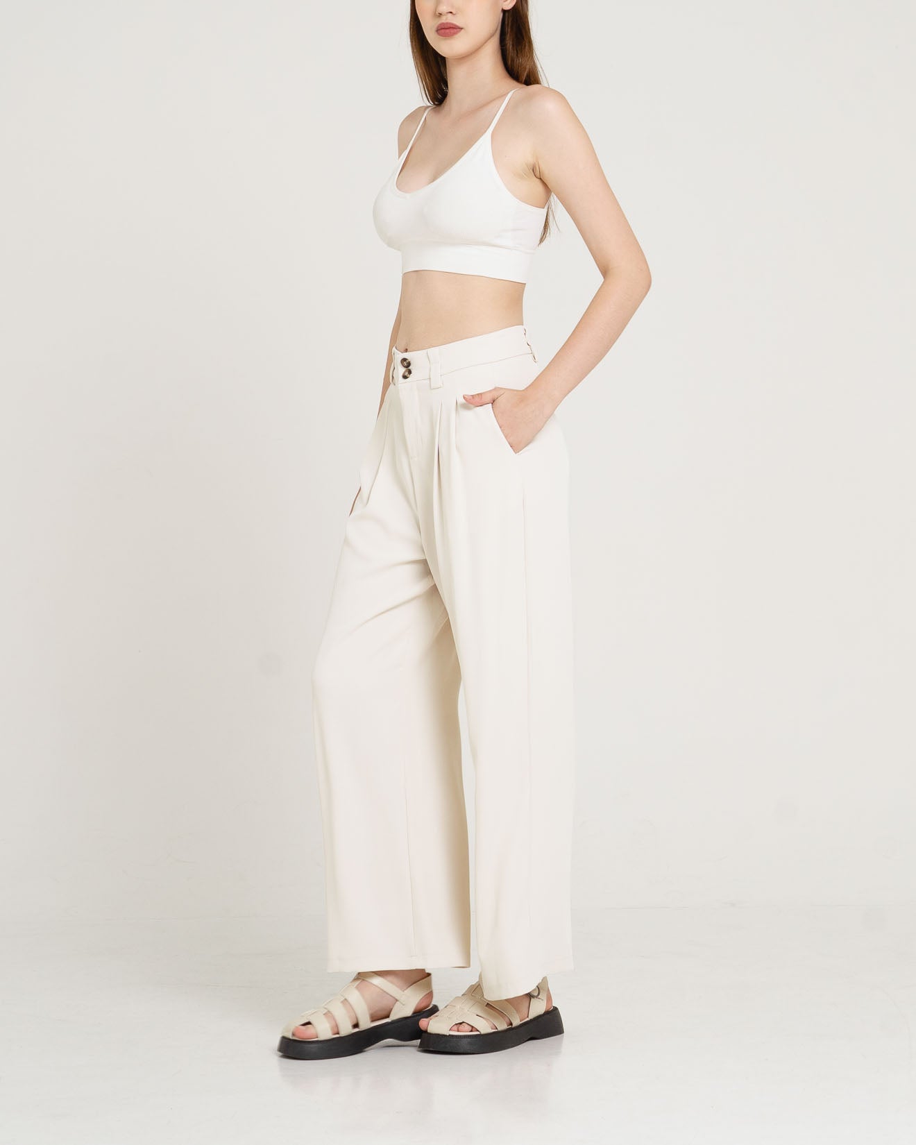 Chester Wide Leg Taupe Pants – 287211