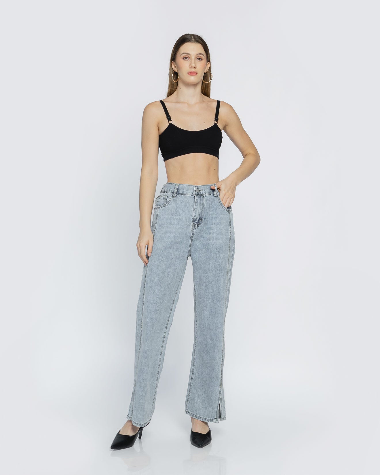 Calvin High Waist Denim Pants - 287802