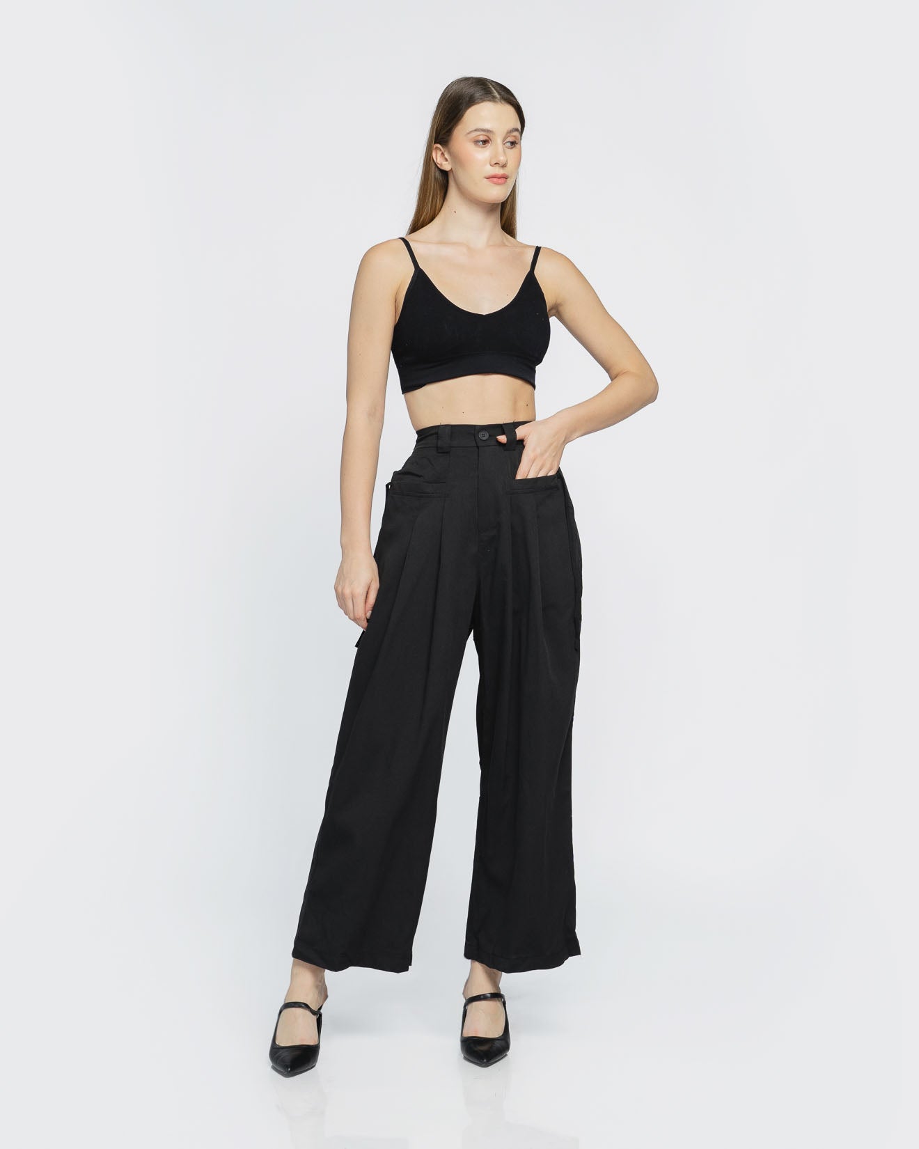 Keenan Wide Leg Black Pants - 287916