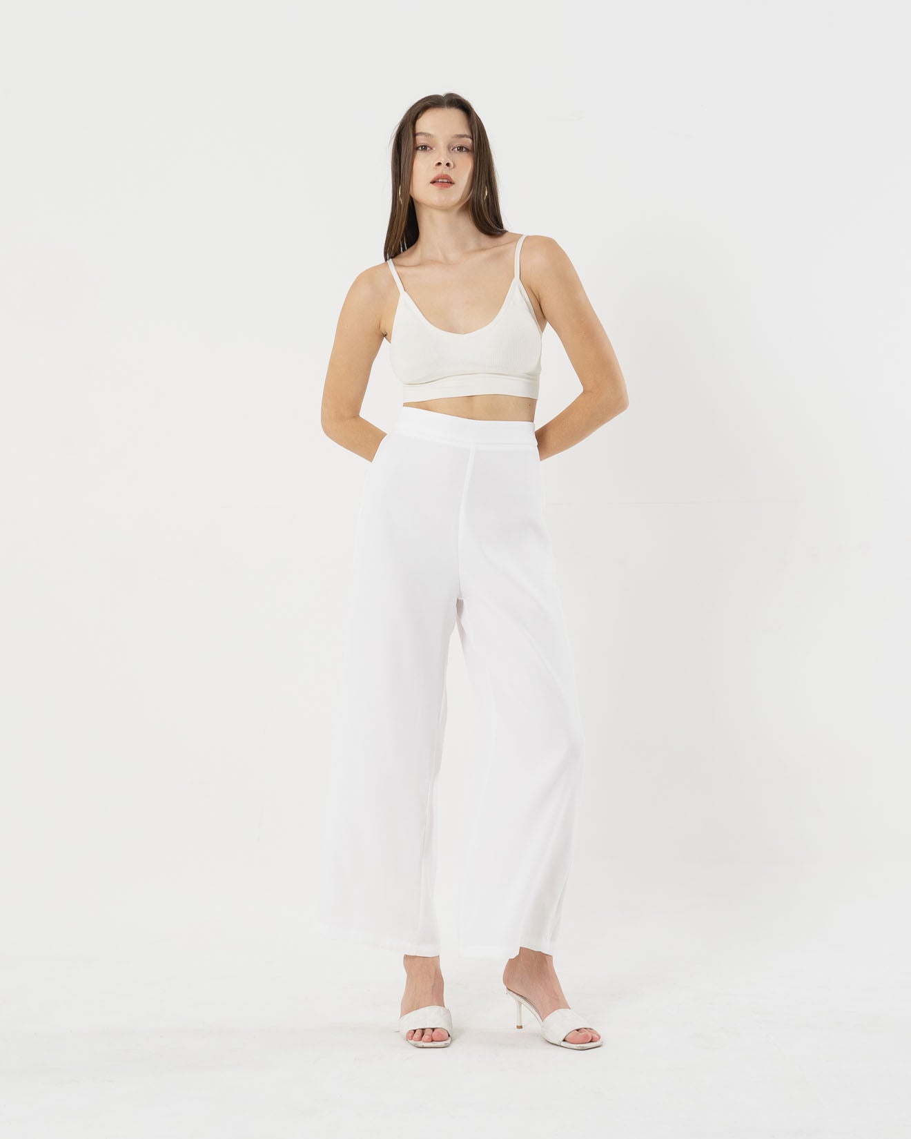 Anderson Wide Leg White Pants - 287933