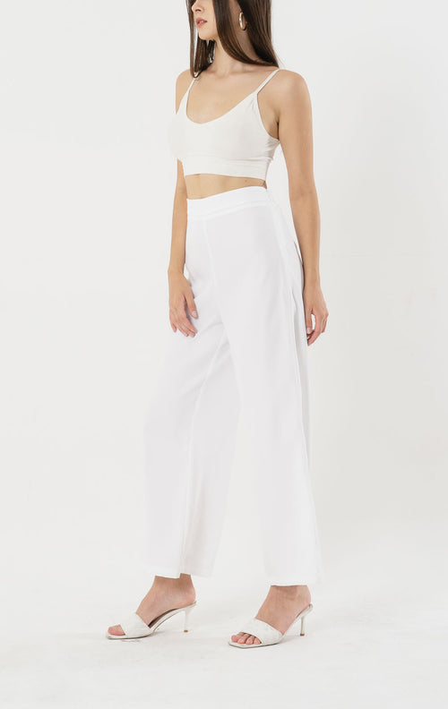 Anderson Wide Leg White Pants - 287933