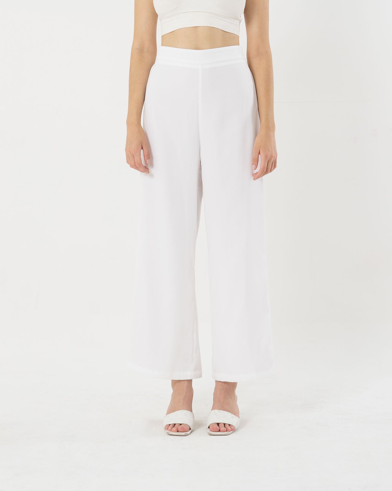 Anderson Wide Leg White Pants - 287933