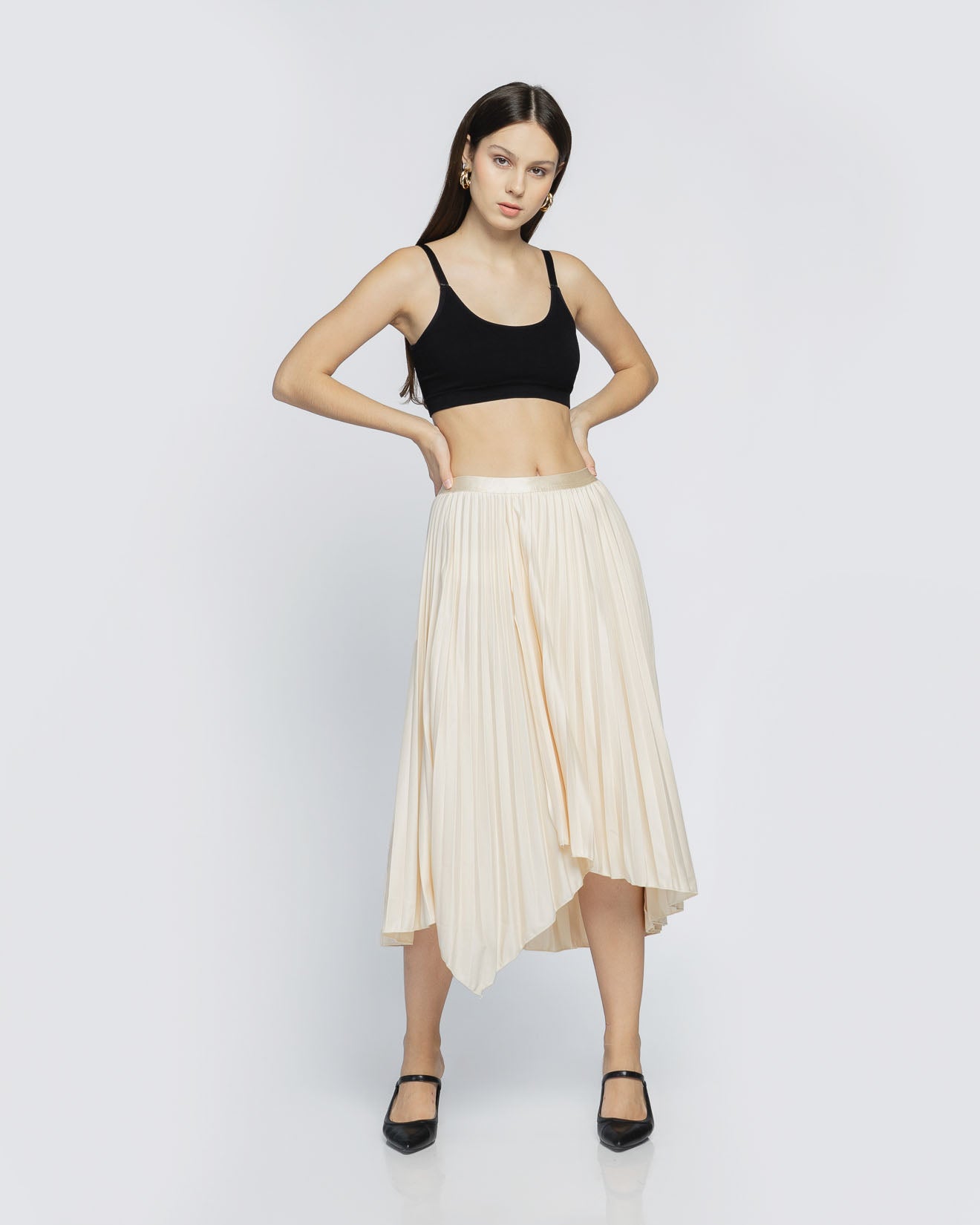 Polina Pleats A Line Ivory Skirt - 287945