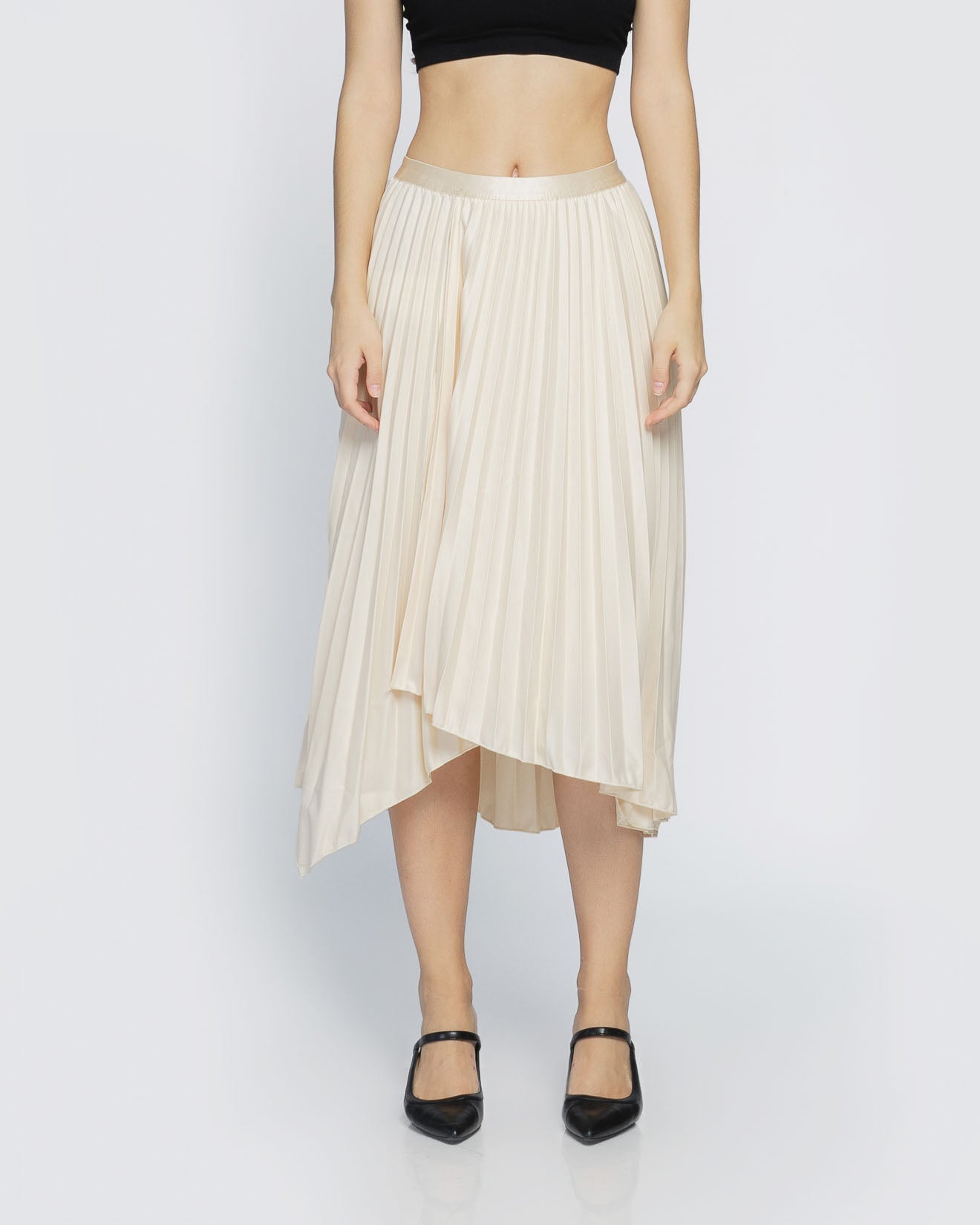 Polina Pleats A Line Ivory Skirt - 287945