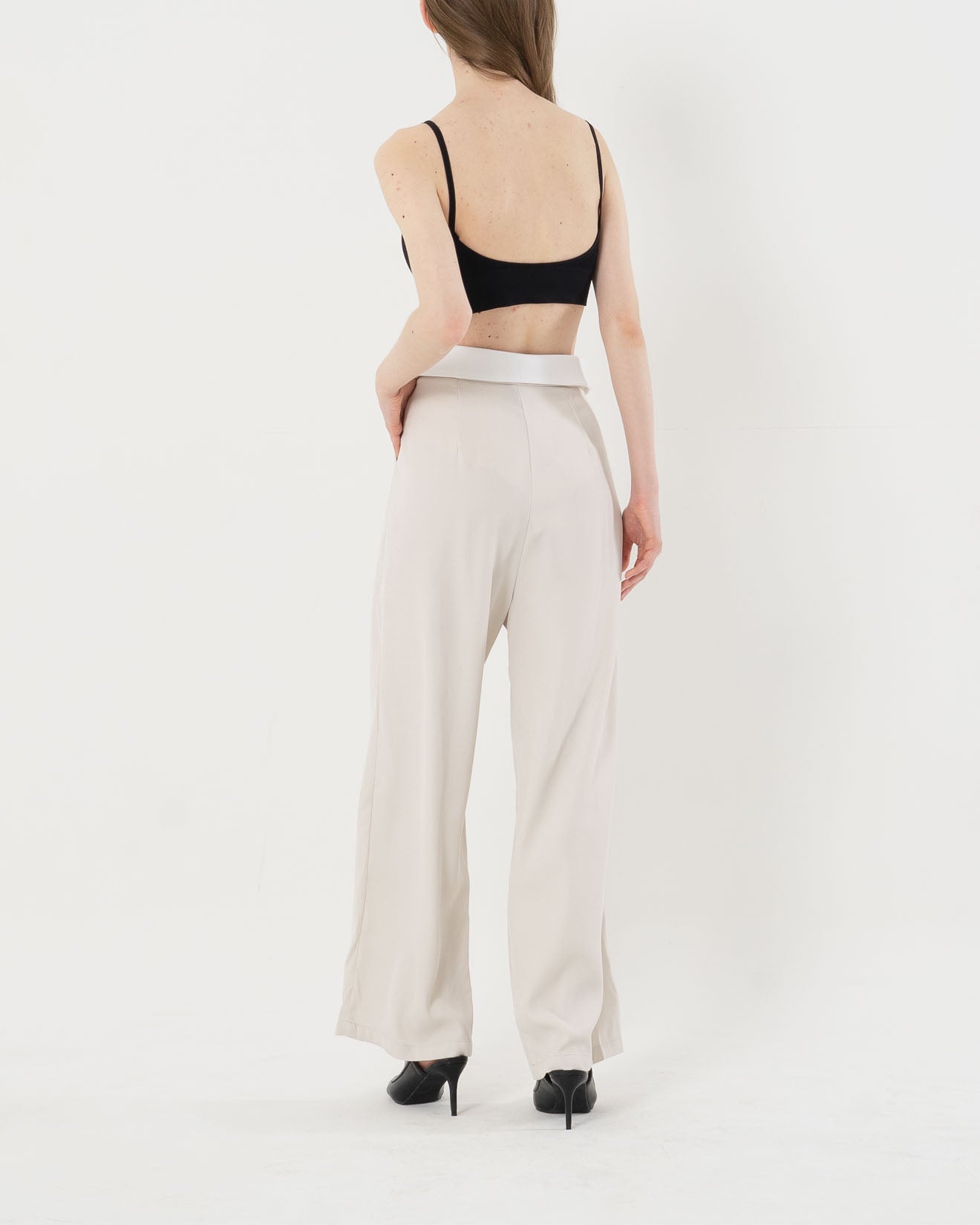 Jennie Unique Waist Wide Leg Ivory Pants - 287949