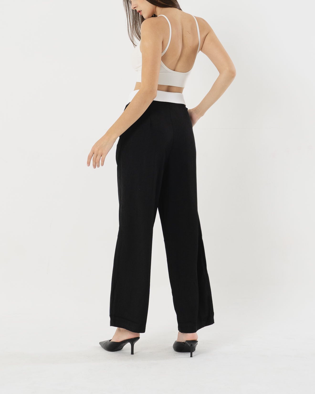 Jennie Unique Waist Wide Leg Black Pants - 287950