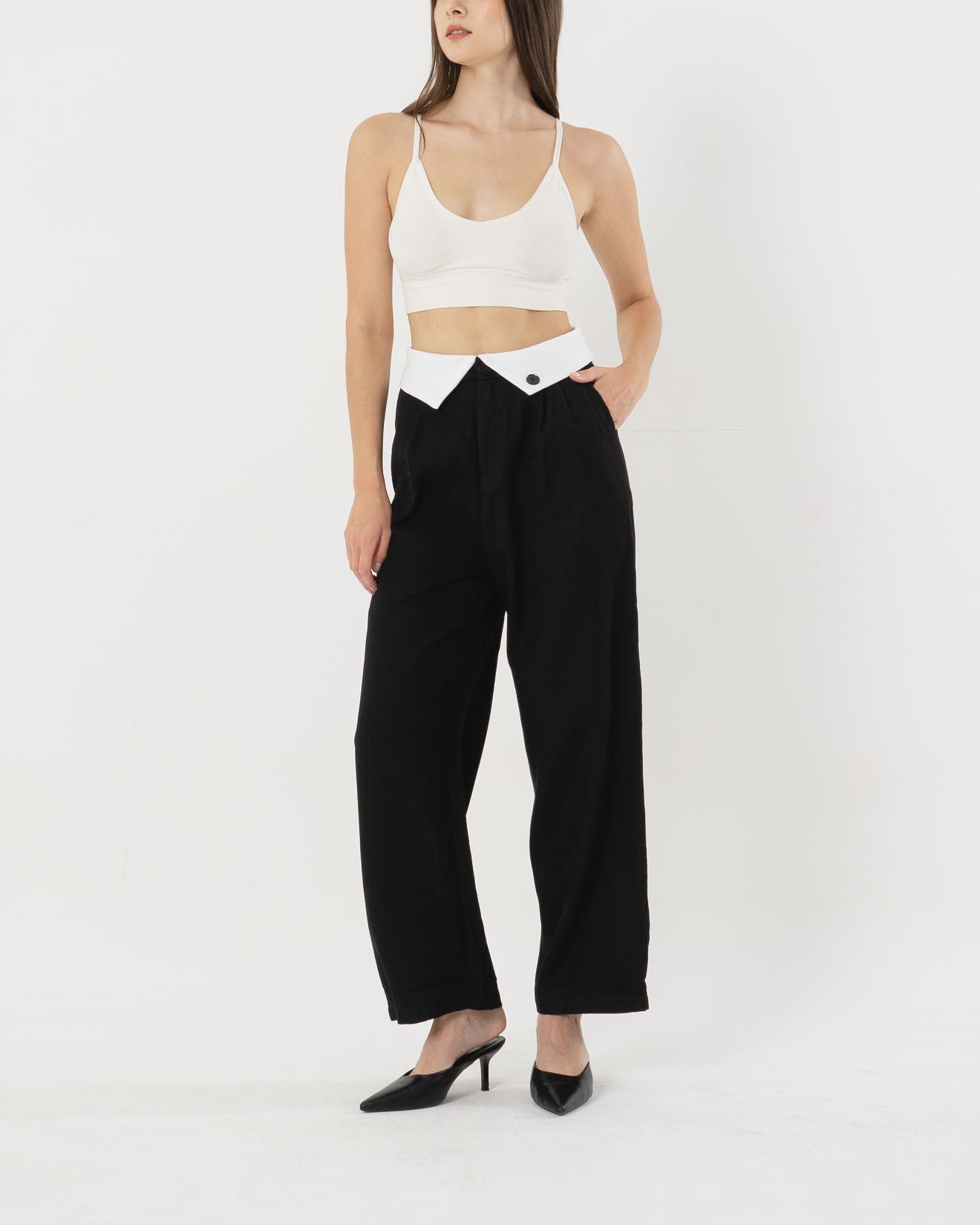 Jennie Unique Waist Wide Leg Black Pants - 287950