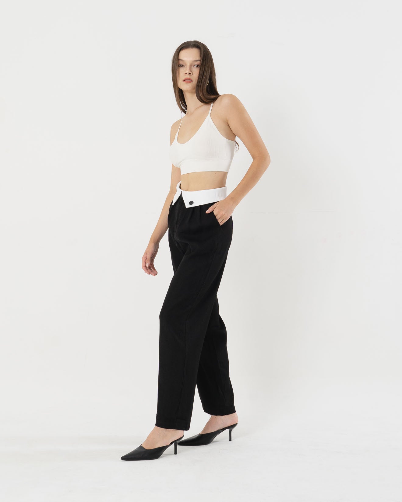 Jennie Unique Waist Wide Leg Black Pants - 287950