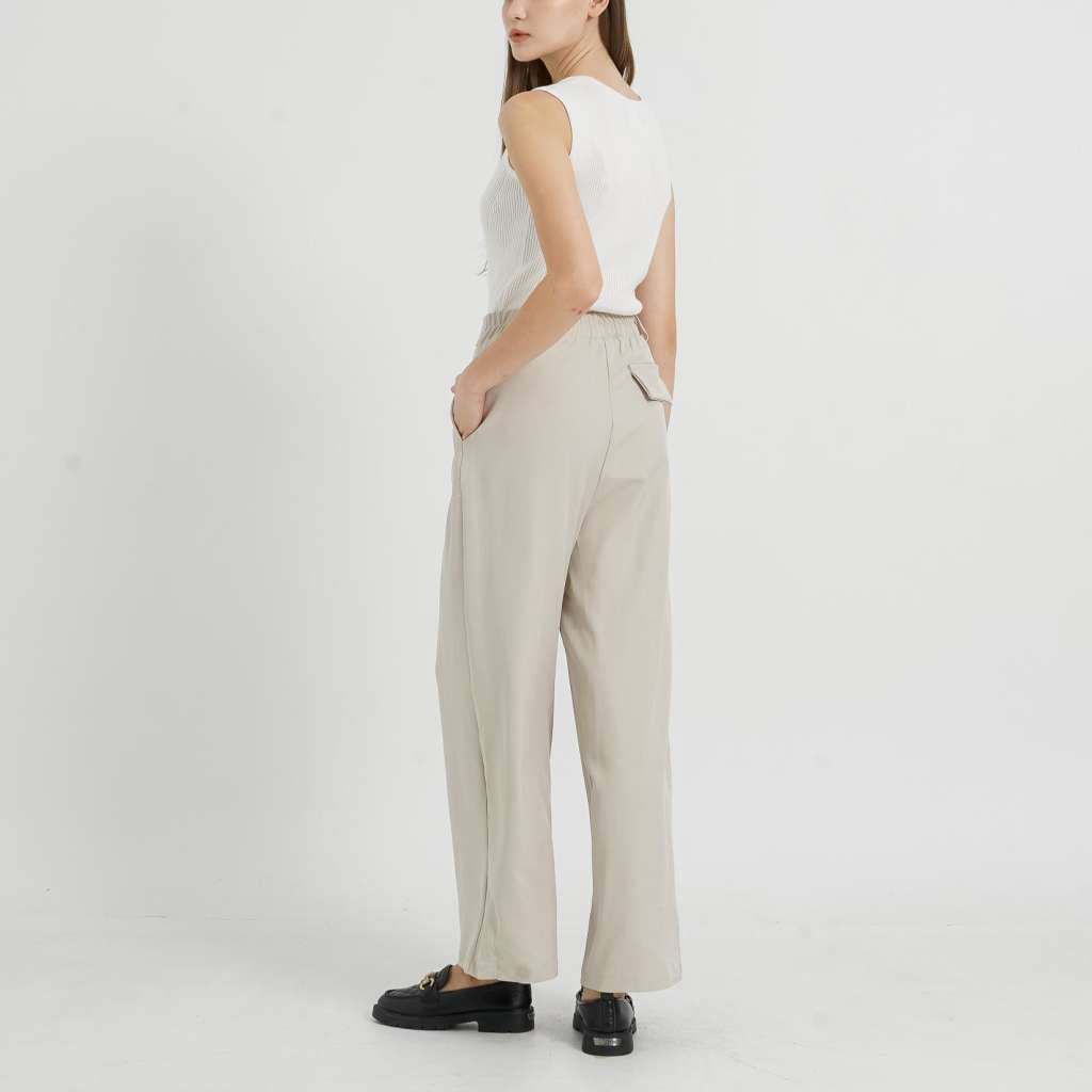 Sydney Wide Leg Ivory Pants - Celana Formal Wanita - 288413