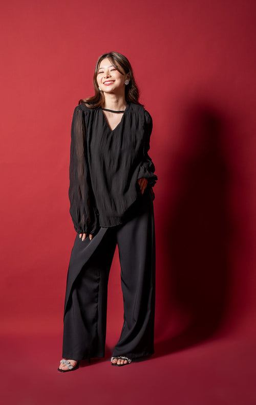 CNY Dandelion Wrap Black Pants – 288206