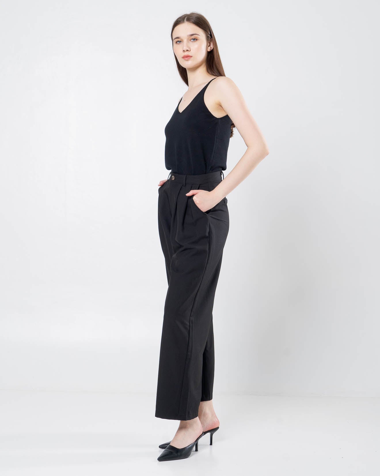 Ken Wide Cotton Black Pants – Celana Panjang Kulot Wanita - 288211