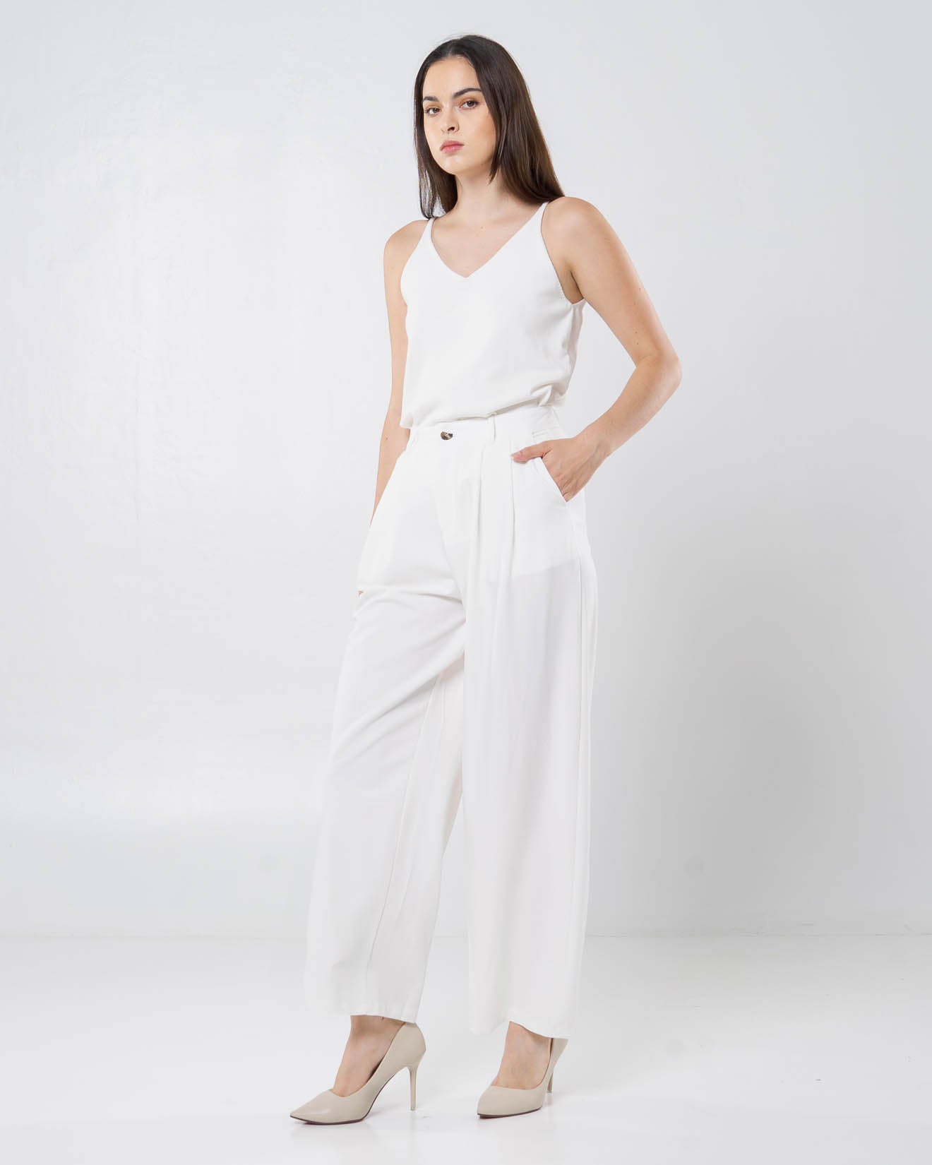 Ken Wide Cotton White Pants – Celana Kulot Wanita - 288212