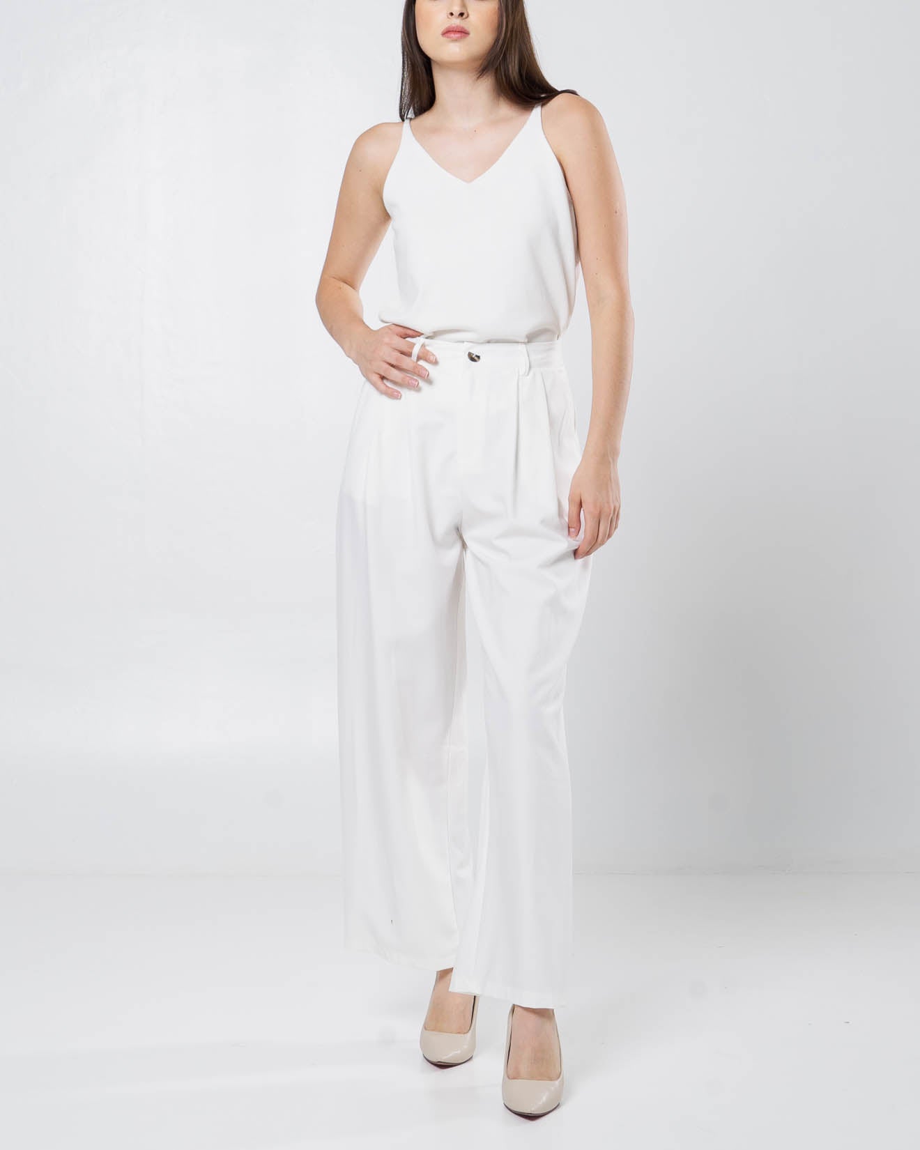 Ken Wide Cotton White Pants – Celana Kulot Wanita - 288212